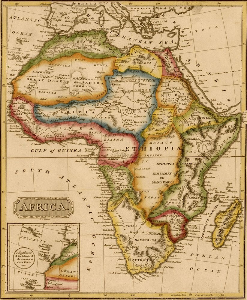 Africa 1817 art print by Vintage Maps for $57.95 CAD
