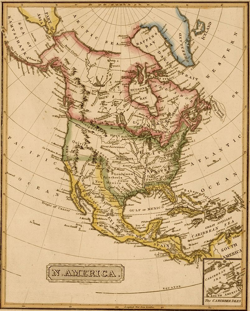 North America 1817 art print by Vintage Maps for $57.95 CAD