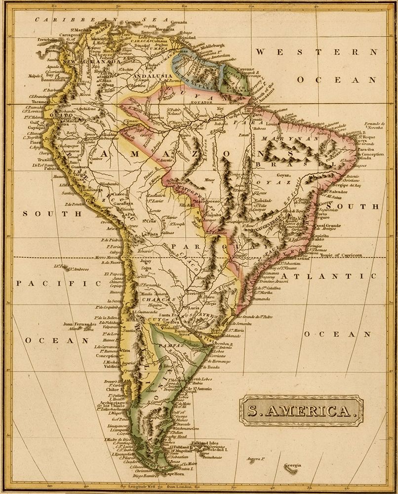 South America 1817 art print by Vintage Maps for $57.95 CAD