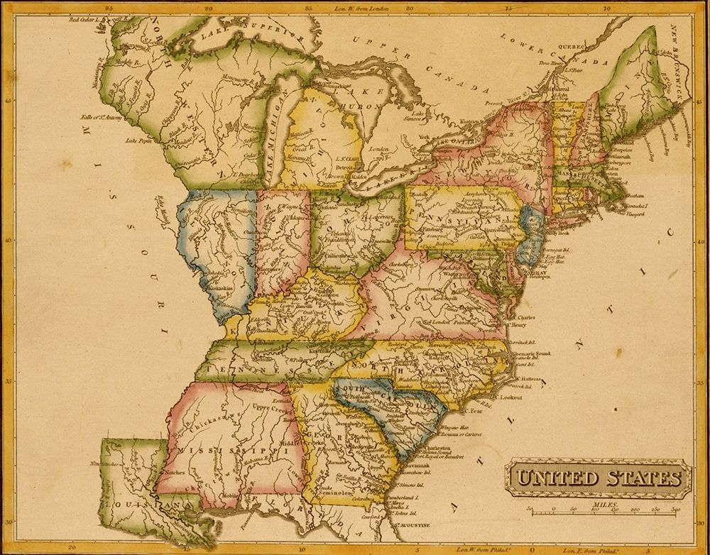 United States 1817 art print by Vintage Maps for $57.95 CAD