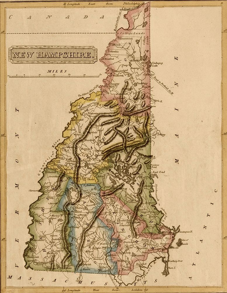 New Hampshire 1817 art print by Vintage Maps for $57.95 CAD