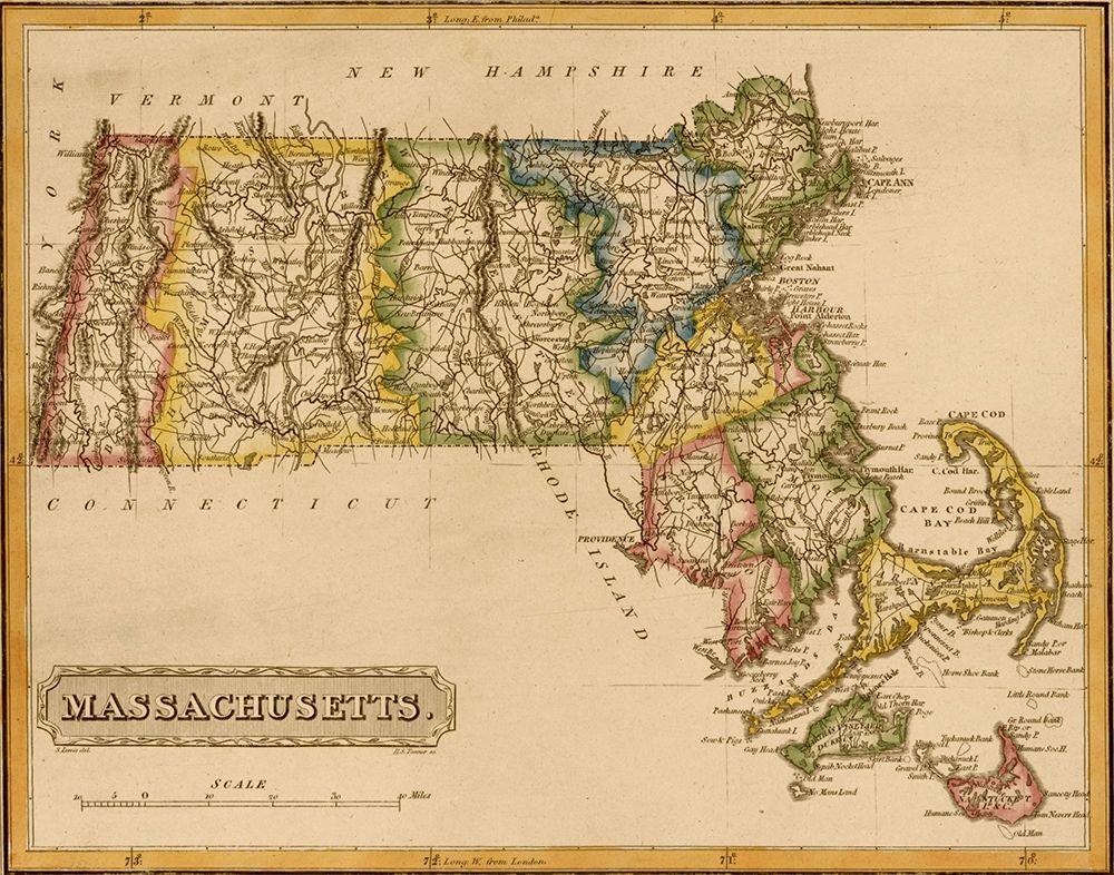 Massachusetts 1817 art print by Vintage Maps for $57.95 CAD