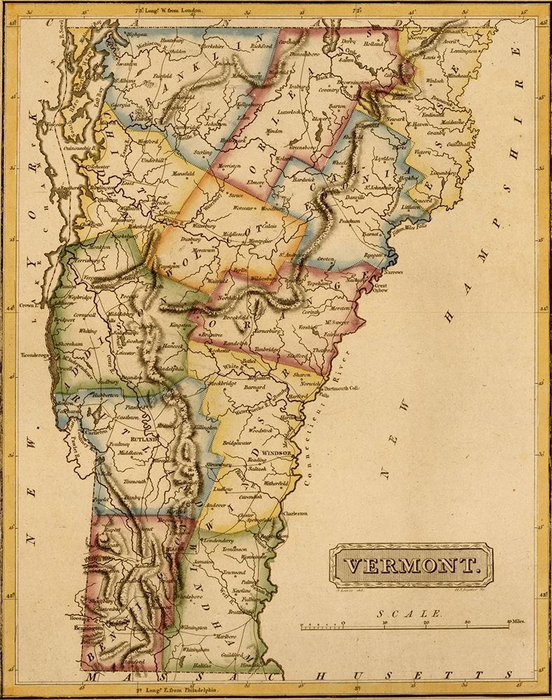 Vermont 1817 art print by Vintage Maps for $57.95 CAD