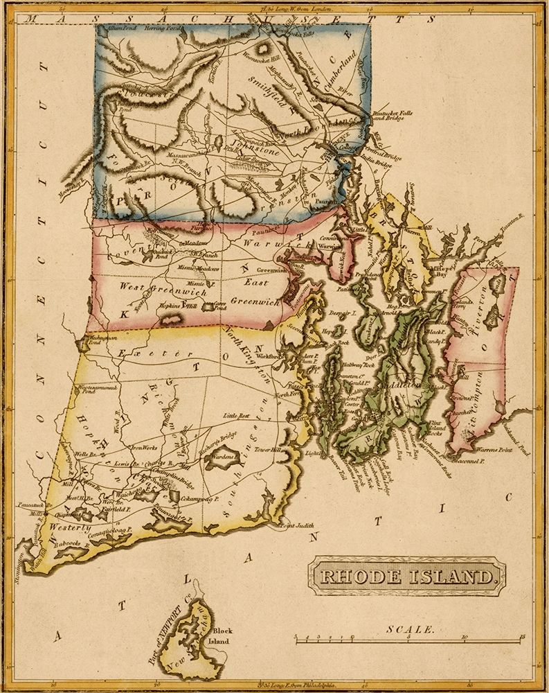 Rhode Island 1817 art print by Vintage Maps for $57.95 CAD