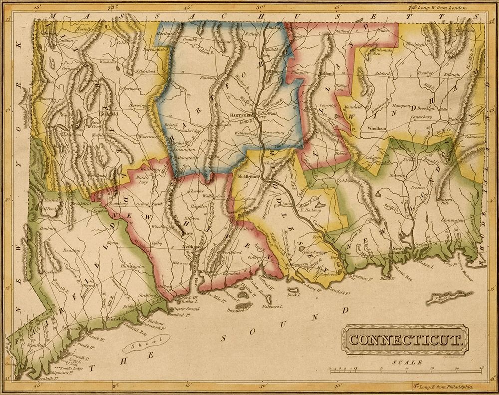 Connecticut 1817 art print by Vintage Maps for $57.95 CAD