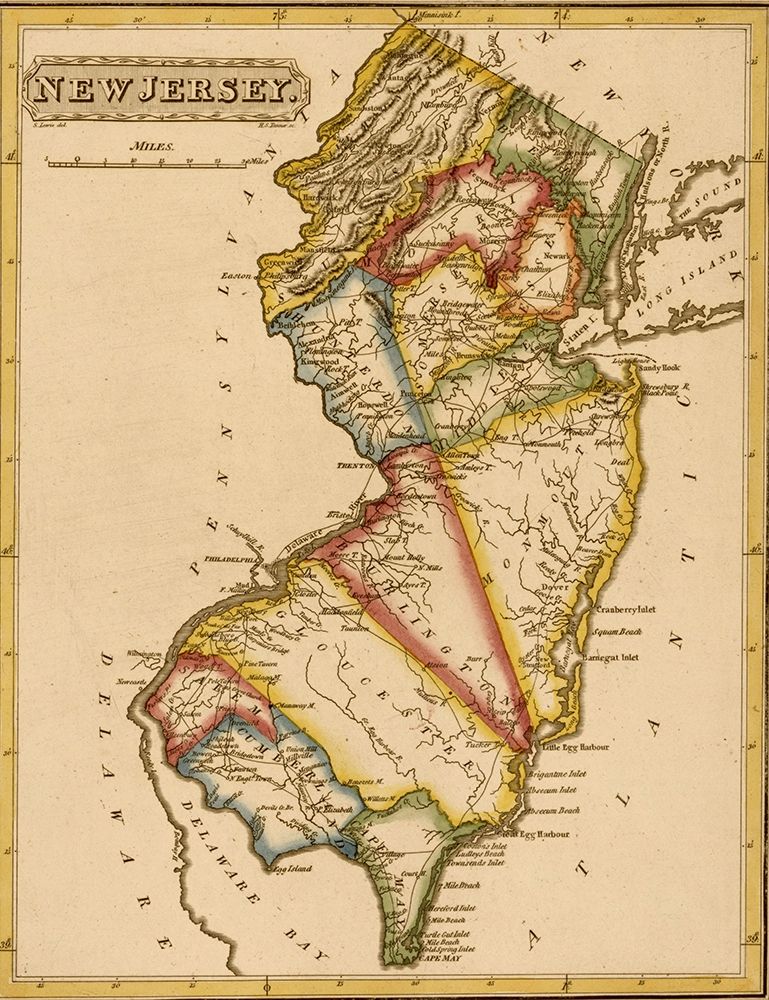 New Jersey 1817 art print by Vintage Maps for $57.95 CAD