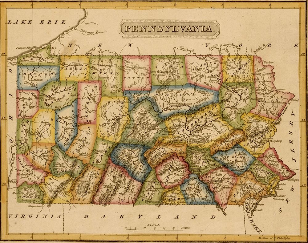 Pennsylvania 1817 art print by Vintage Maps for $57.95 CAD