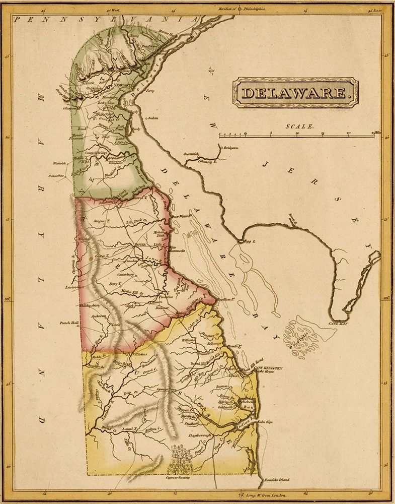 Delaware 1817 art print by Vintage Maps for $57.95 CAD