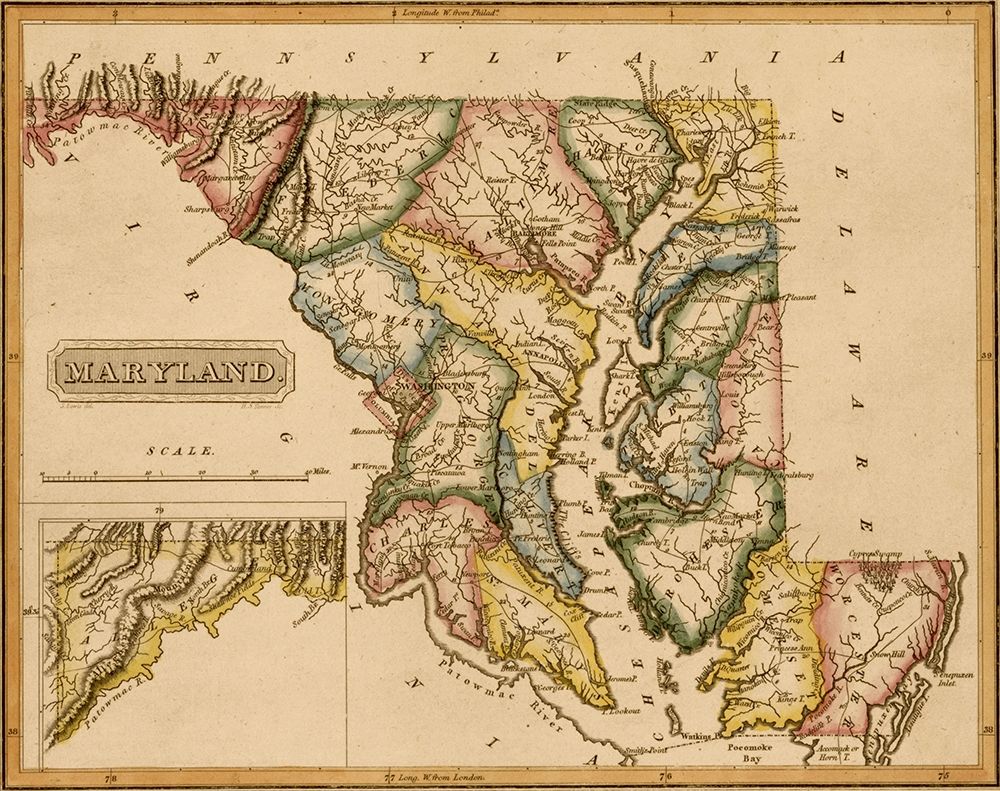 Maryland 1817 art print by Vintage Maps for $57.95 CAD