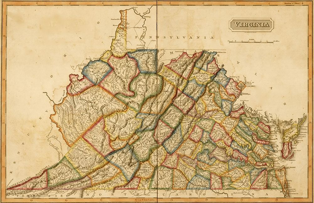 Virginia 1817 art print by Vintage Maps for $57.95 CAD