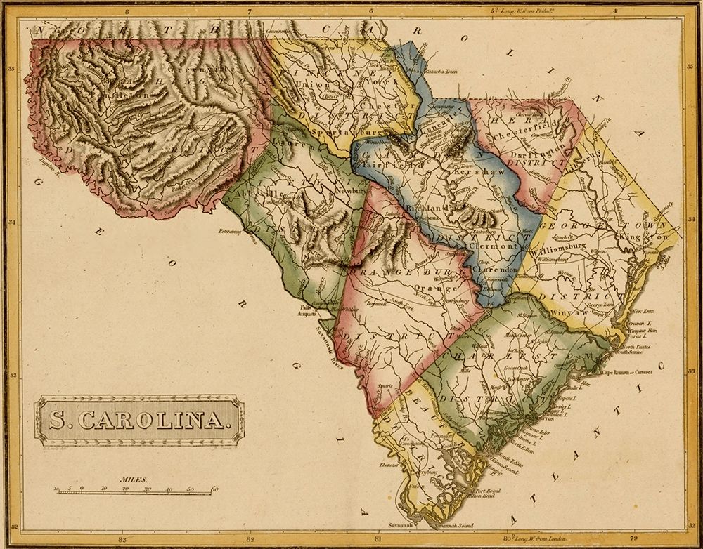 South Carolina 1817 art print by Vintage Maps for $57.95 CAD