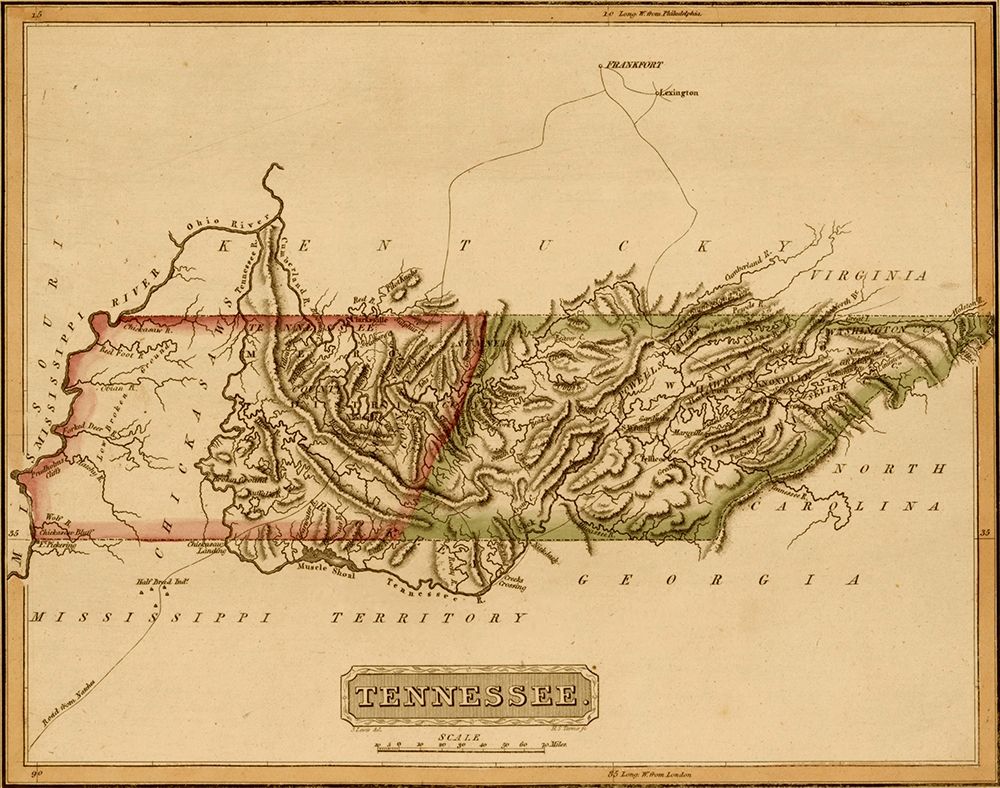 Tennessee 1817 art print by Vintage Maps for $57.95 CAD