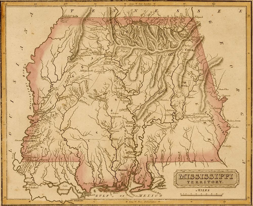 Mississippi Territory 1817 art print by Vintage Maps for $57.95 CAD