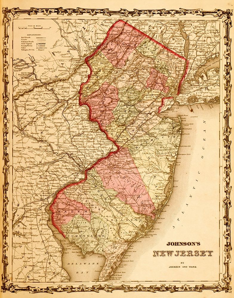 New Jersey 1862 art print by Vintage Maps for $57.95 CAD