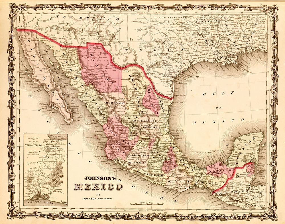 Mexico 1862 art print by Vintage Maps for $57.95 CAD