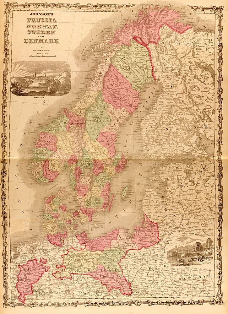 Russia Norway Sweden and Denmark 1862 art print by Vintage Maps for $57.95 CAD