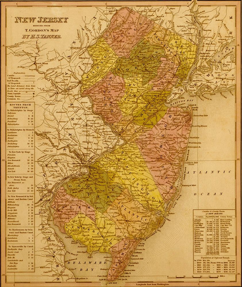New Jersey 1844 art print by Vintage Maps for $57.95 CAD