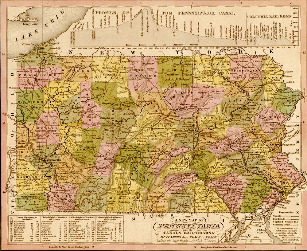 Pennsylvania 1844 art print by Vintage Maps for $57.95 CAD