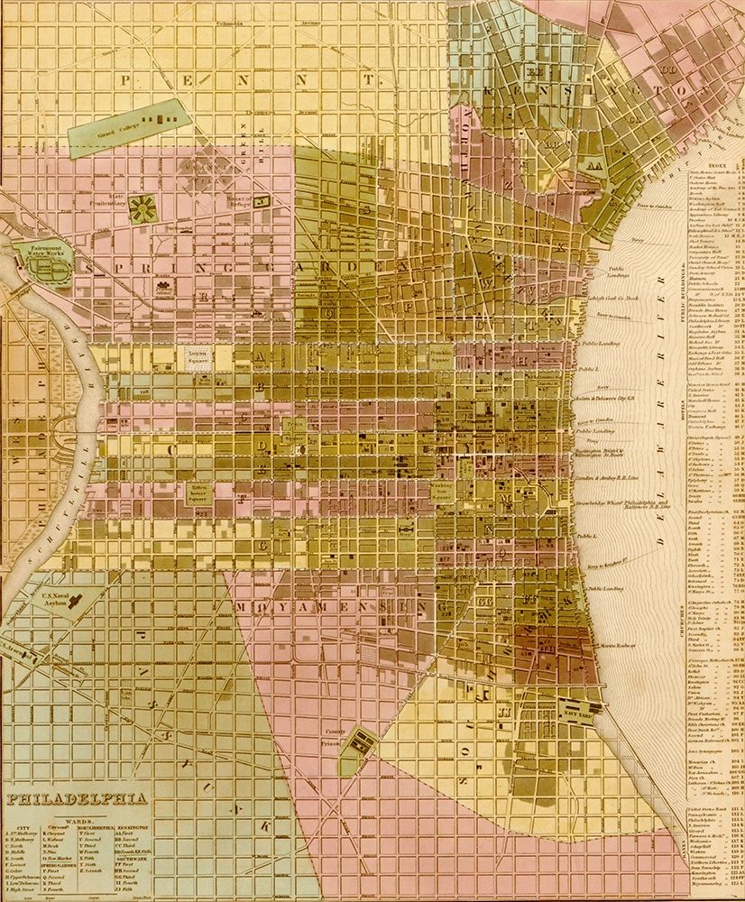 Philadelphia 1844 art print by Vintage Maps for $57.95 CAD
