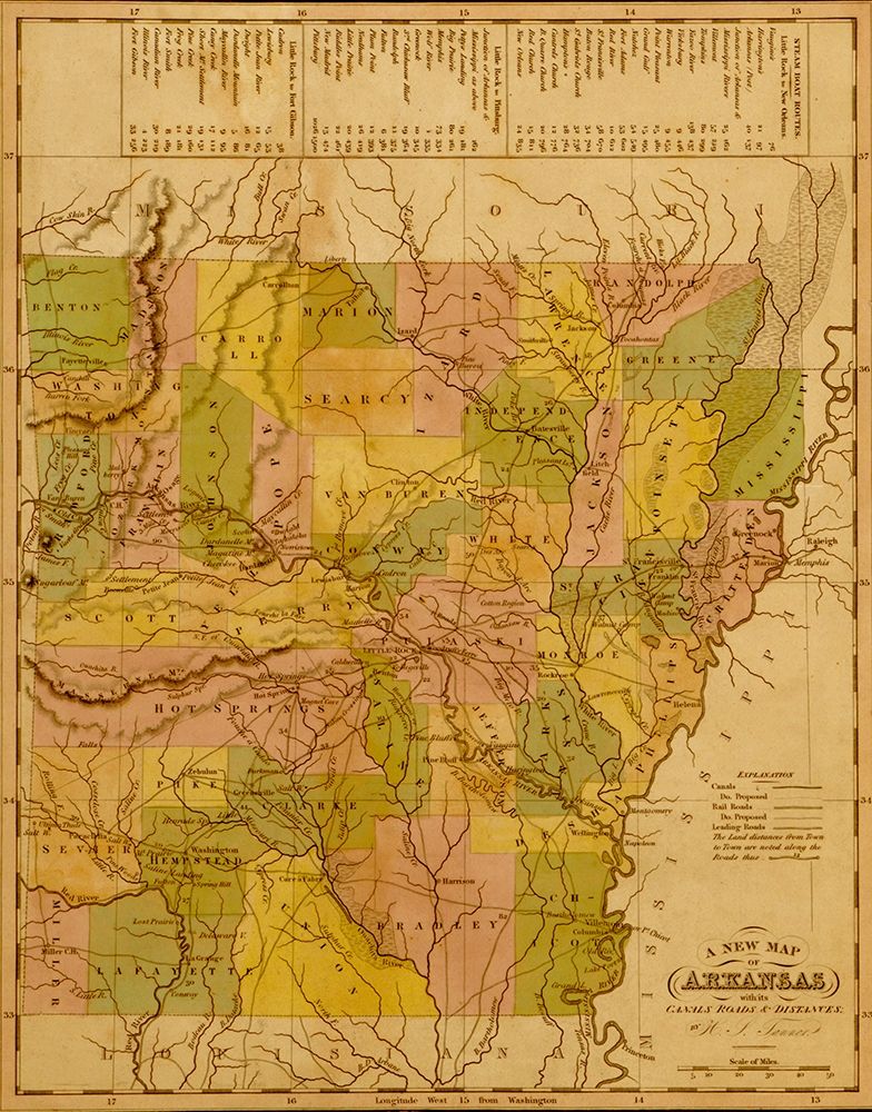 Arkansas 1844 art print by Vintage Maps for $57.95 CAD