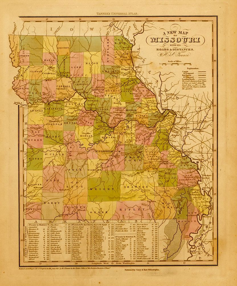 Missouri 1844 art print by Vintage Maps for $57.95 CAD
