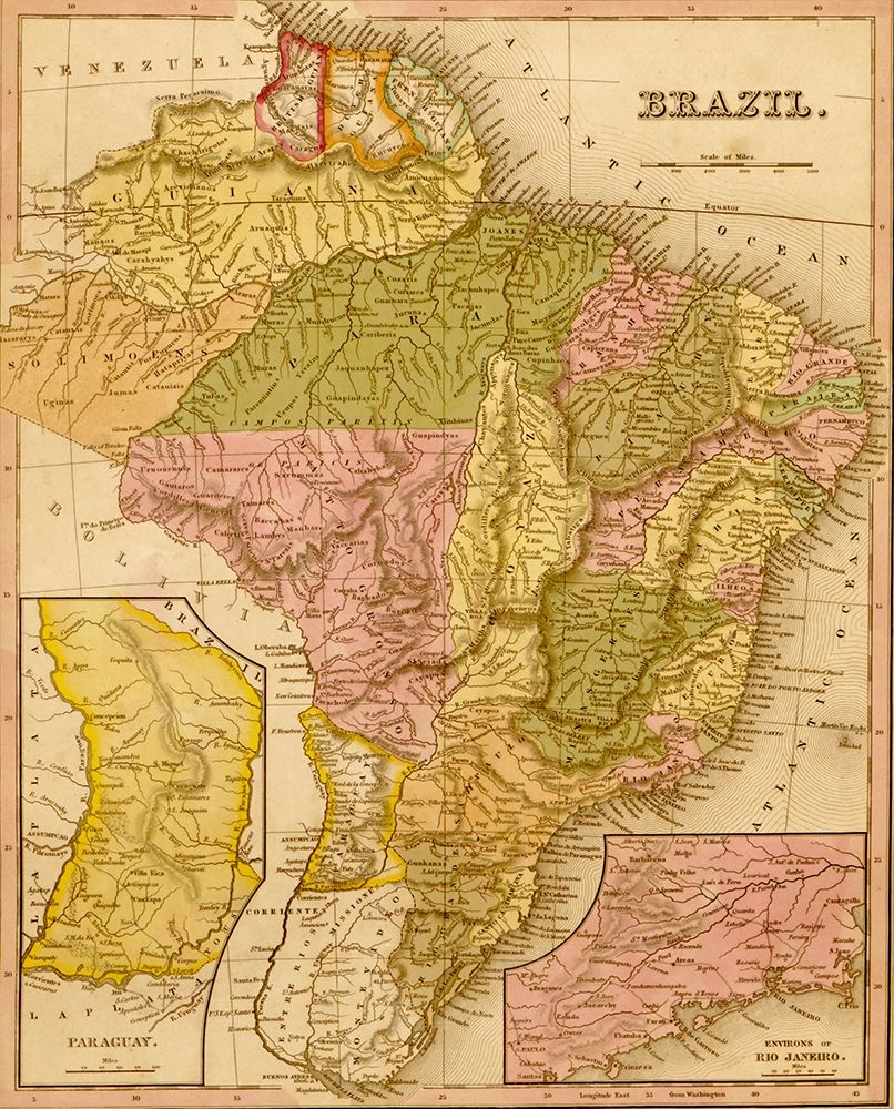 Brazil 1844 art print by Vintage Maps for $57.95 CAD