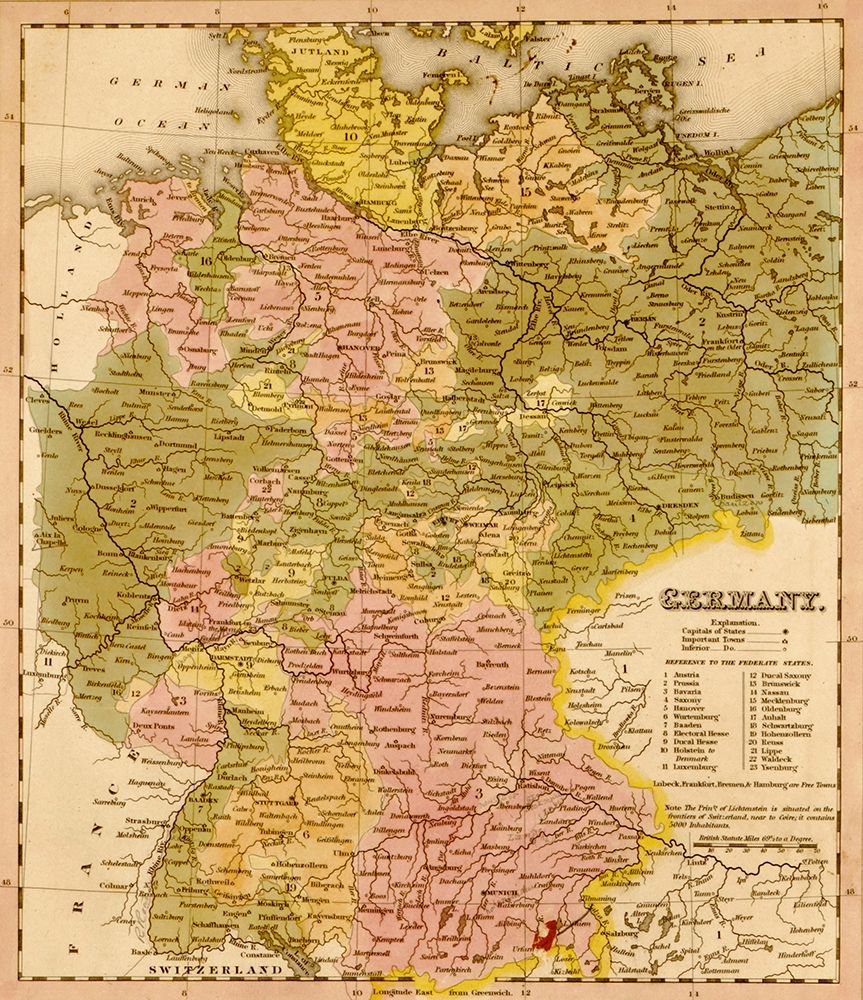 Germany 1844 art print by Vintage Maps for $57.95 CAD