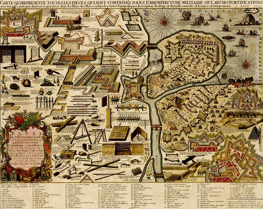 Holland, Chart of Military armaments in Defense of Utrecht  1700 art print by Vintage Maps for $57.95 CAD