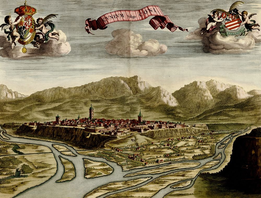 Cuneum or Cuneoin Italy 1700 art print by Vintage Maps for $57.95 CAD