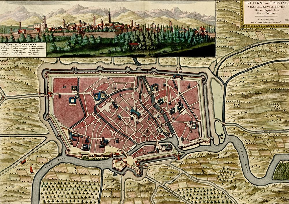 Trevise in the Italian Po Valley 1700 art print by Vintage Maps for $57.95 CAD