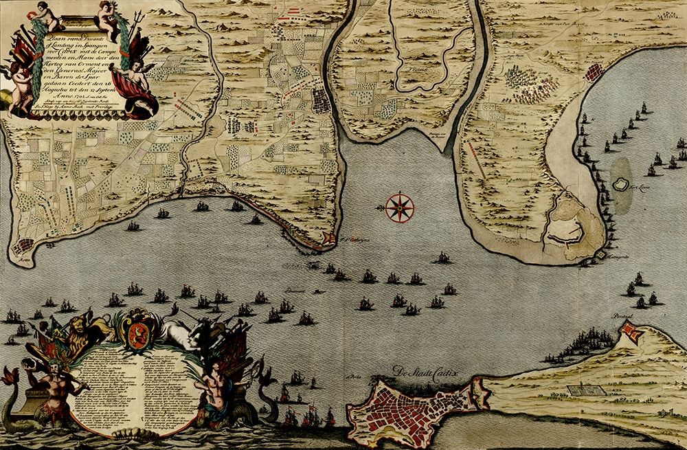 Straits of Cadiz Gibraltar 1700 art print by Vintage Maps for $57.95 CAD