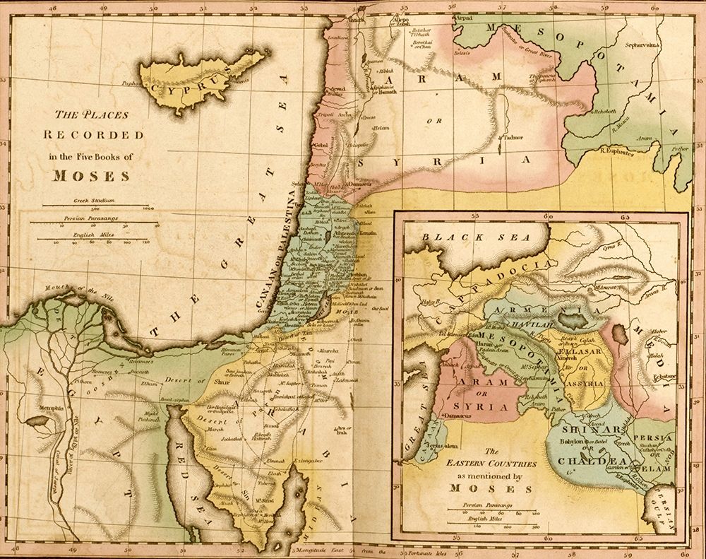 Places in the 5 Books of Moses art print by Vintage Maps for $57.95 CAD