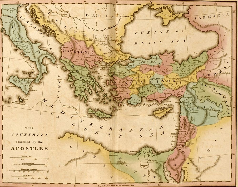 Countries travelled by the Apostles art print by Vintage Maps for $57.95 CAD