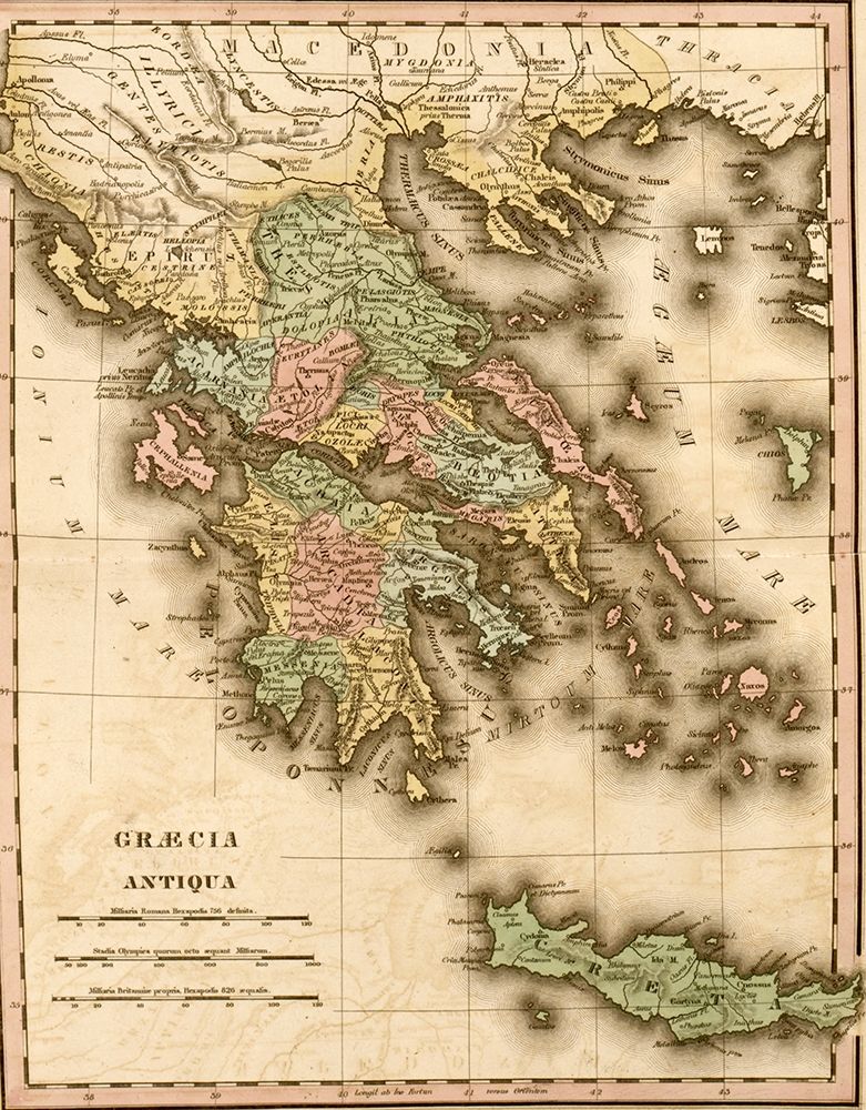 Ancient Greece art print by Vintage Maps for $57.95 CAD