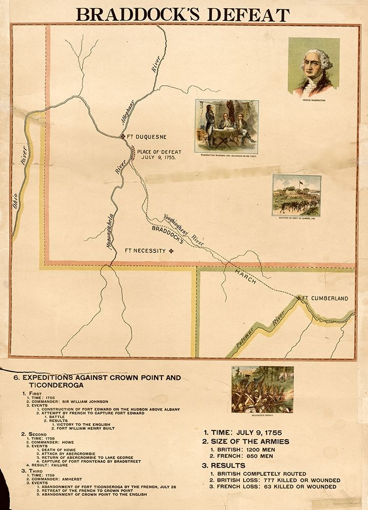 Braddocks Defeat art print by Vintage Maps for $57.95 CAD