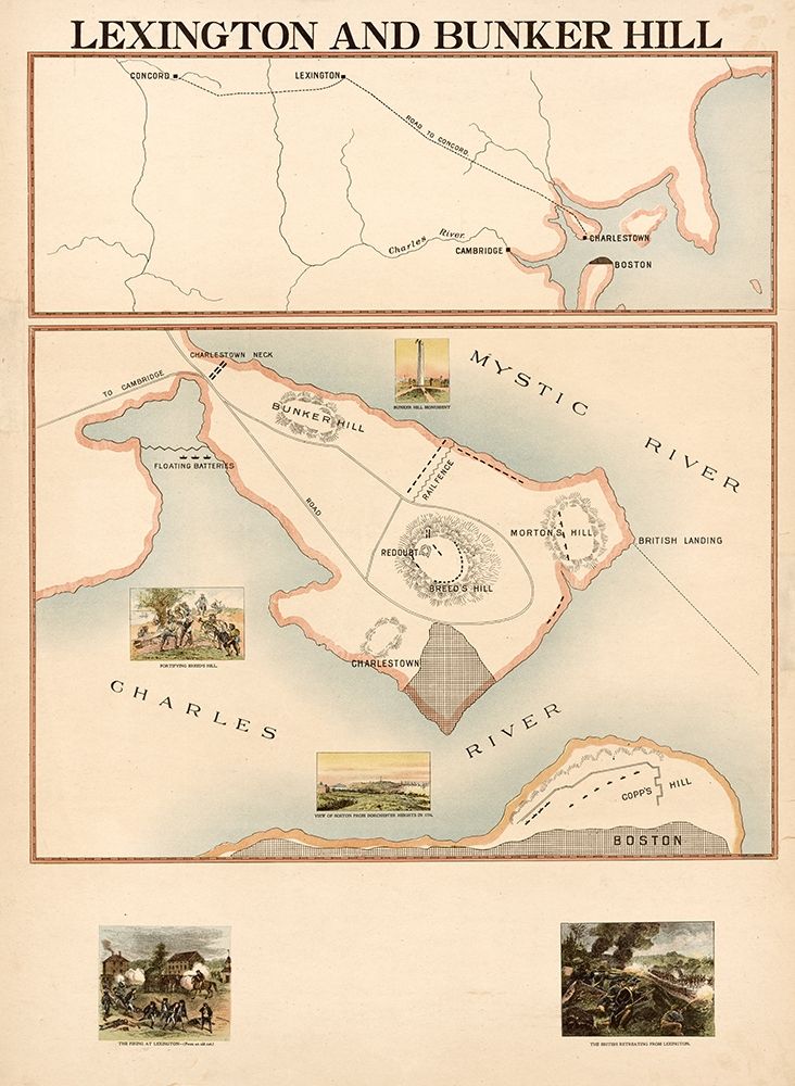 Lexington and Bunker Hill art print by Vintage Maps for $57.95 CAD