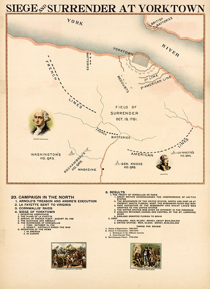 Siege and Surrender at Yorktown art print by Vintage Maps for $57.95 CAD