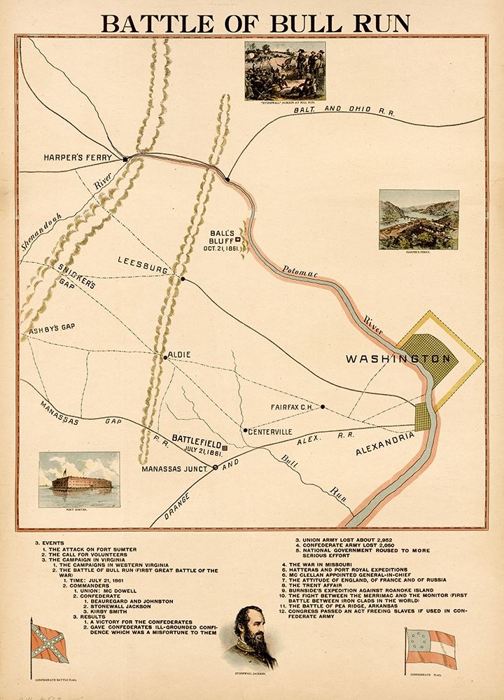 Civil War Battle of Bull Run or Manassas art print by Vintage Maps for $57.95 CAD
