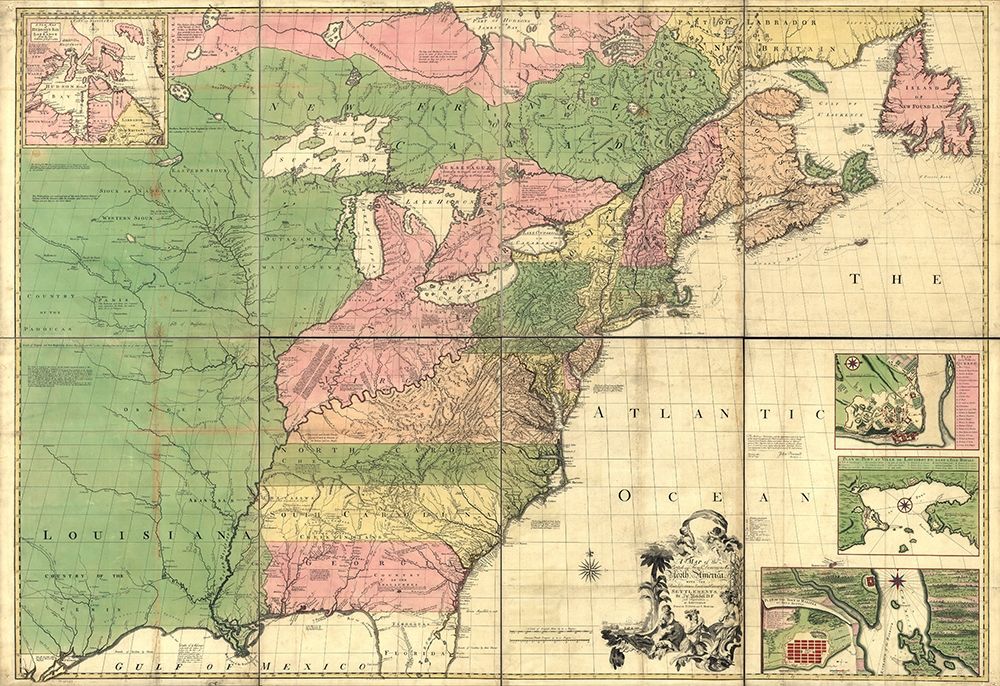 British and French dominions in North America 1755 art print by Vintage Maps for $57.95 CAD