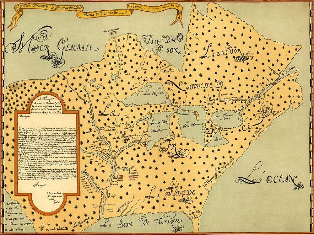New France 1673 art print by Vintage Maps for $57.95 CAD