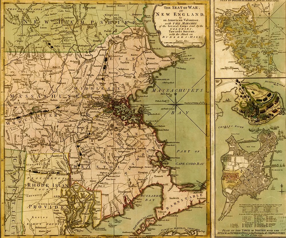 Revolutionary War in New England 1775 art print by Vintage Maps for $57.95 CAD