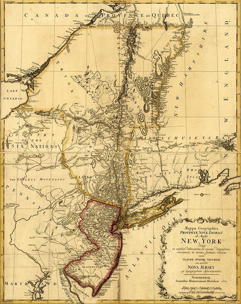 New York and New Jersey during the Revolution 1778 art print by Vintage Maps for $57.95 CAD