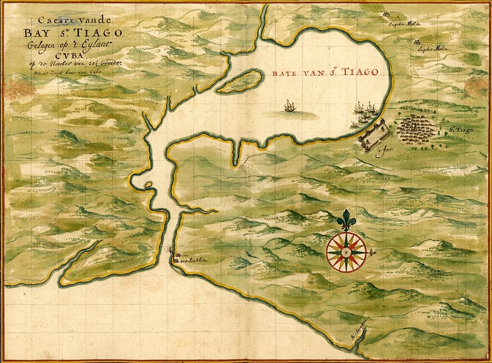 Cuba Santiago Bay art print by Vintage Maps for $57.95 CAD