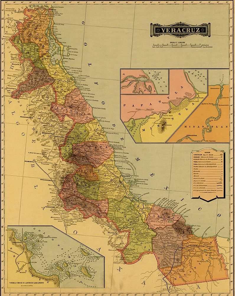 Vera Cruz 1844 art print by Vintage Maps for $57.95 CAD