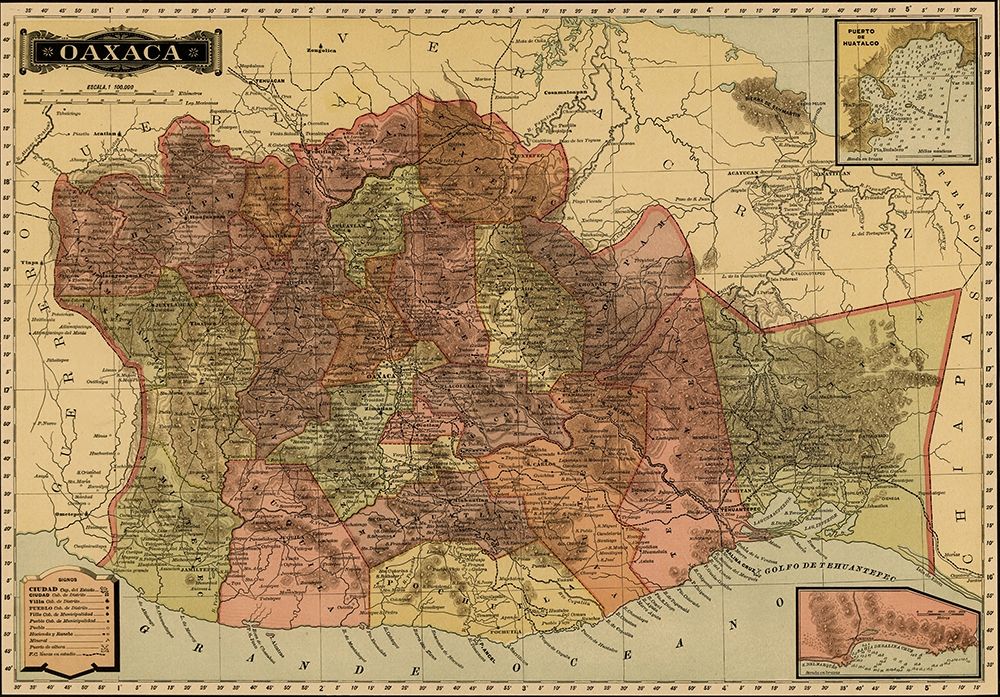 Oaxaca 1844 art print by Vintage Maps for $57.95 CAD