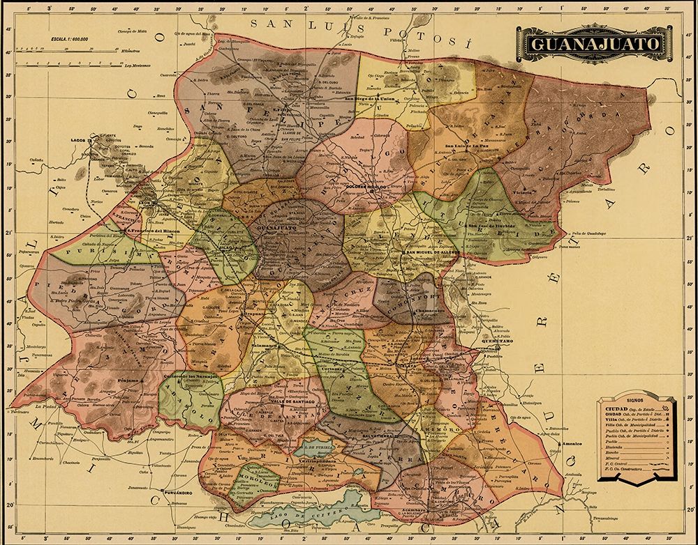 Guanajuato Mexico 1844 art print by Vintage Maps for $57.95 CAD