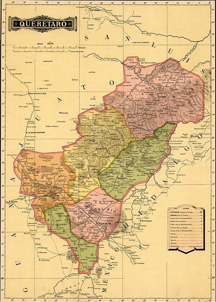 Queretaro 1844 art print by Vintage Maps for $57.95 CAD