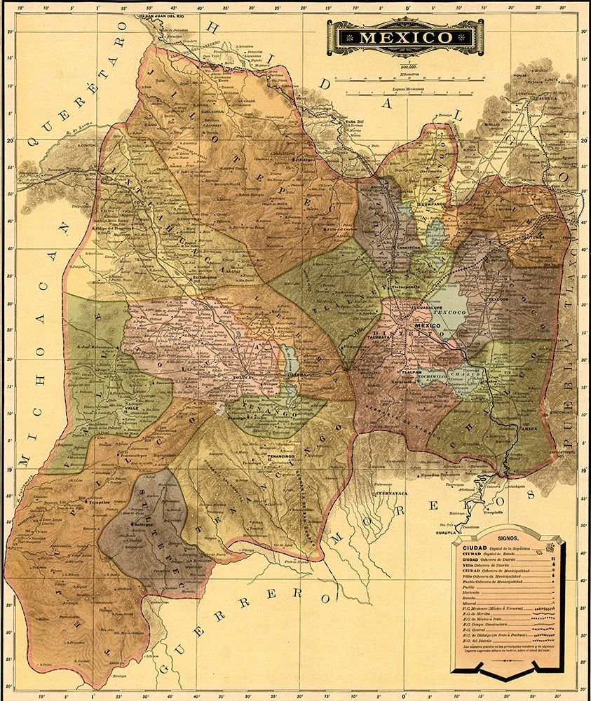 Mexico 1844 art print by Vintage Maps for $57.95 CAD