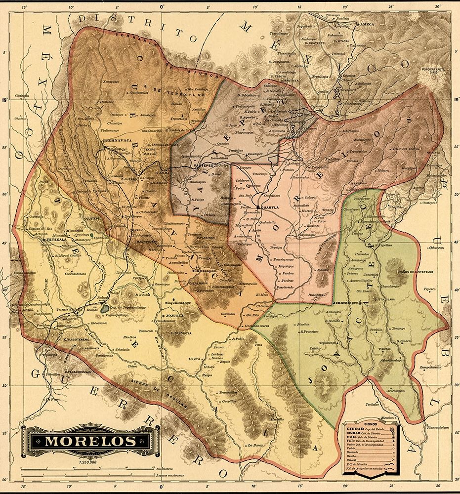 Morelos 1844 art print by Vintage Maps for $57.95 CAD