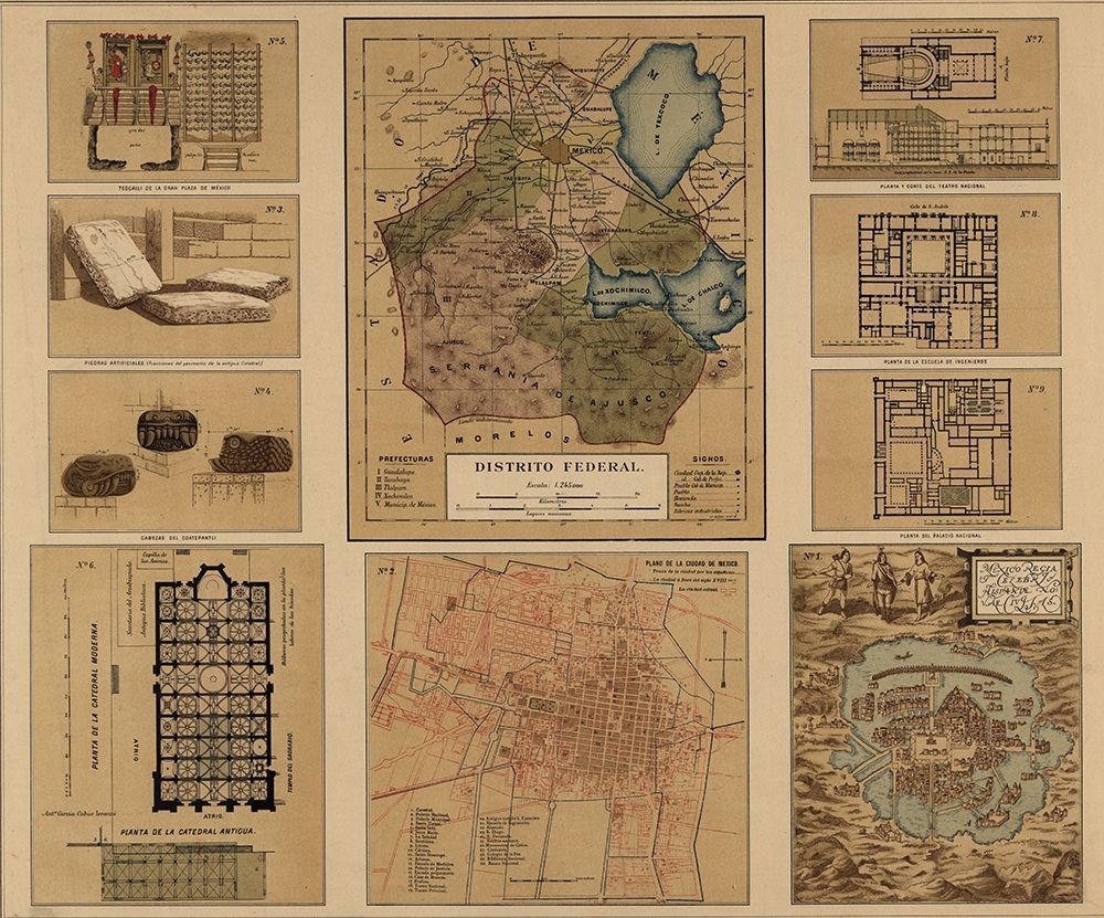 Mexico Federal District 1844 art print by Vintage Maps for $57.95 CAD